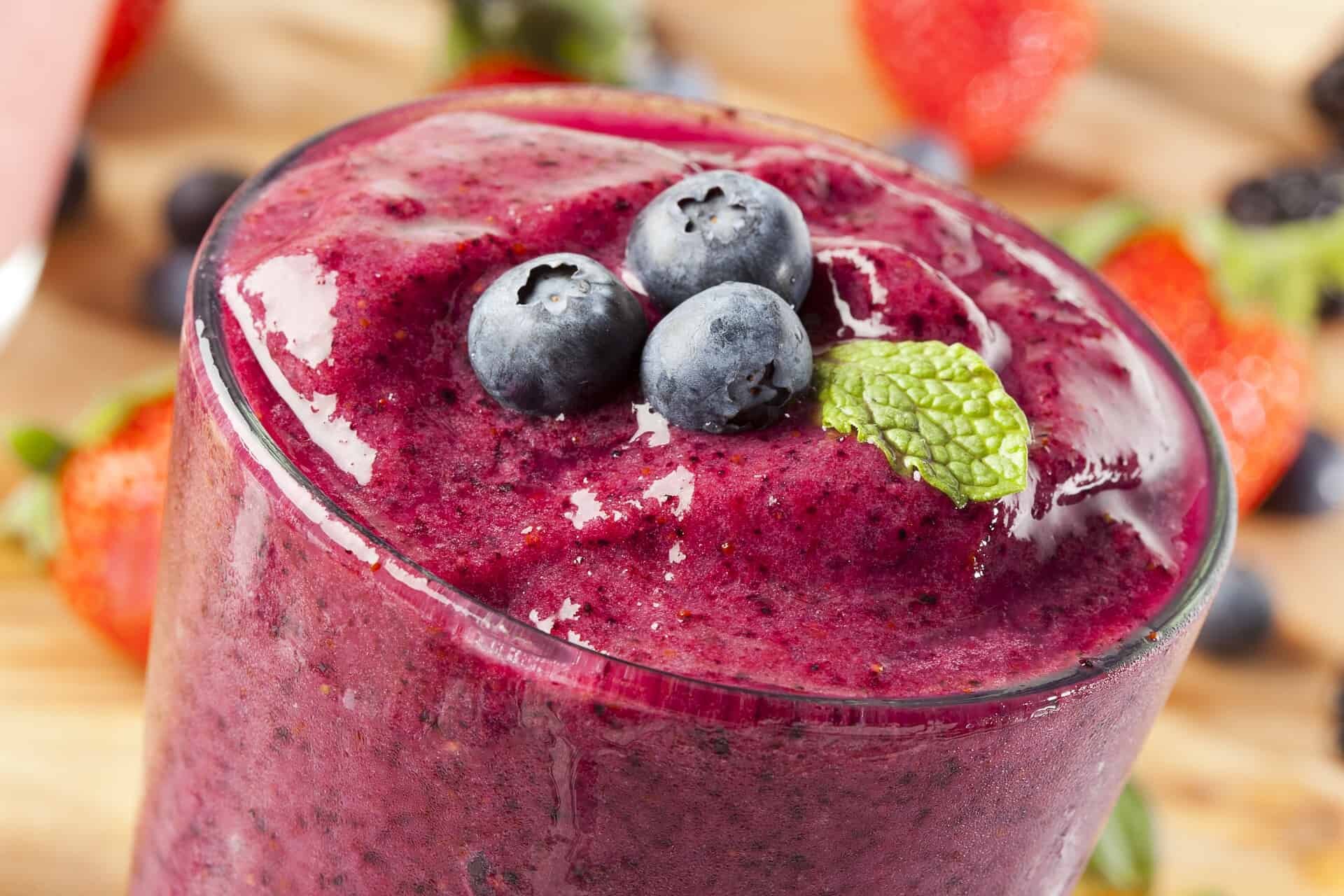 delicious smoothie with blueberry topped