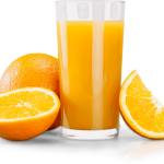 Image of Orange Juice and some pieces of the fruit